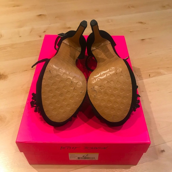 *Like New* Betsey Johnson Black Velvet Sandals - Picture 5 of 5